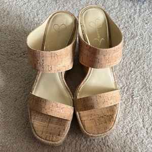 Jessica Simpson cork, high heel wedge, sandals, size 9, medium new